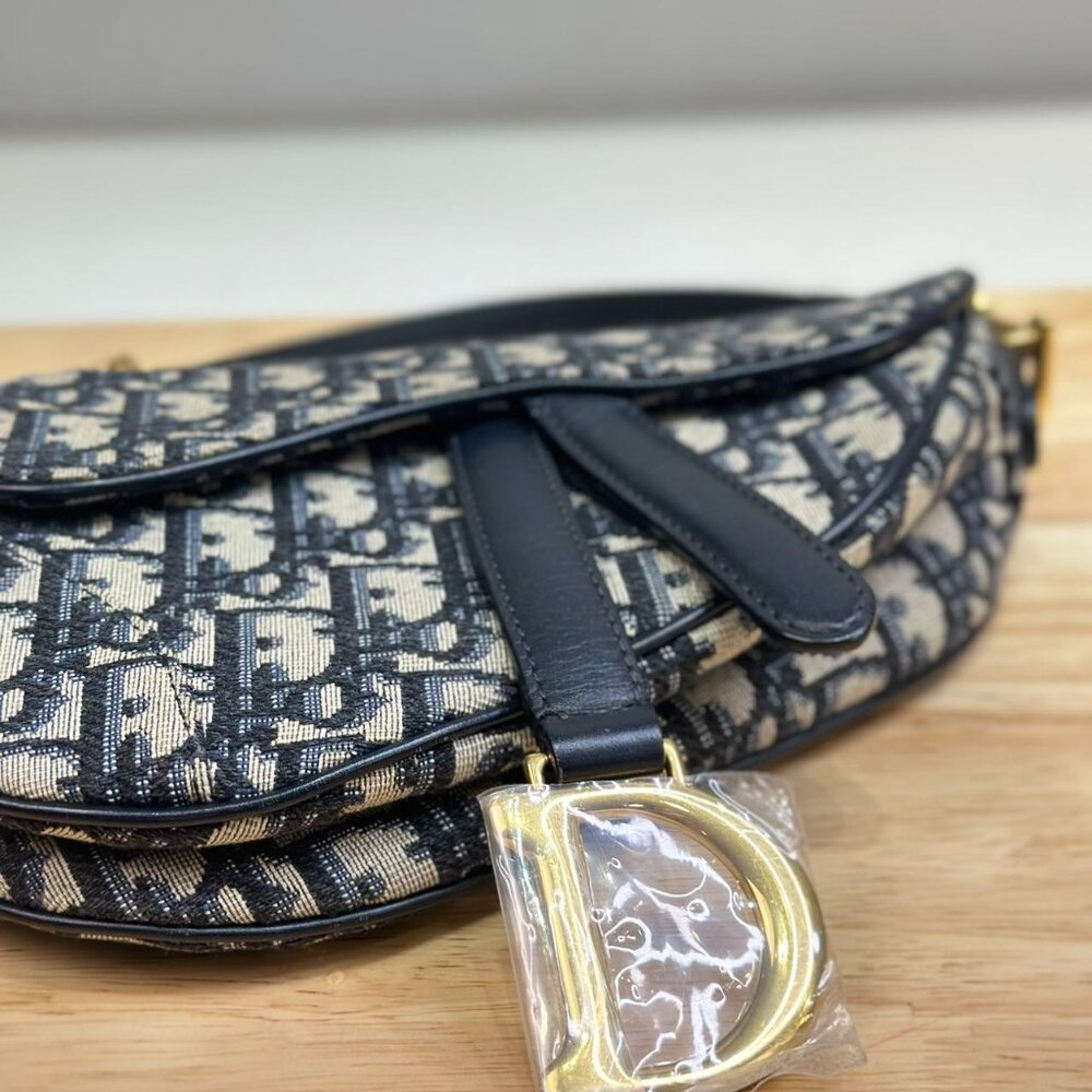 Dior Navy Blue Oblique Mini Saddle Shoulder Bag - Picture 5 of 7